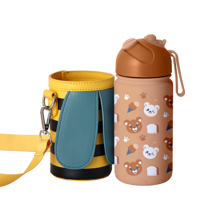 BeeBuddy Kids Water Bottle Carrier Strap with Sleeves
